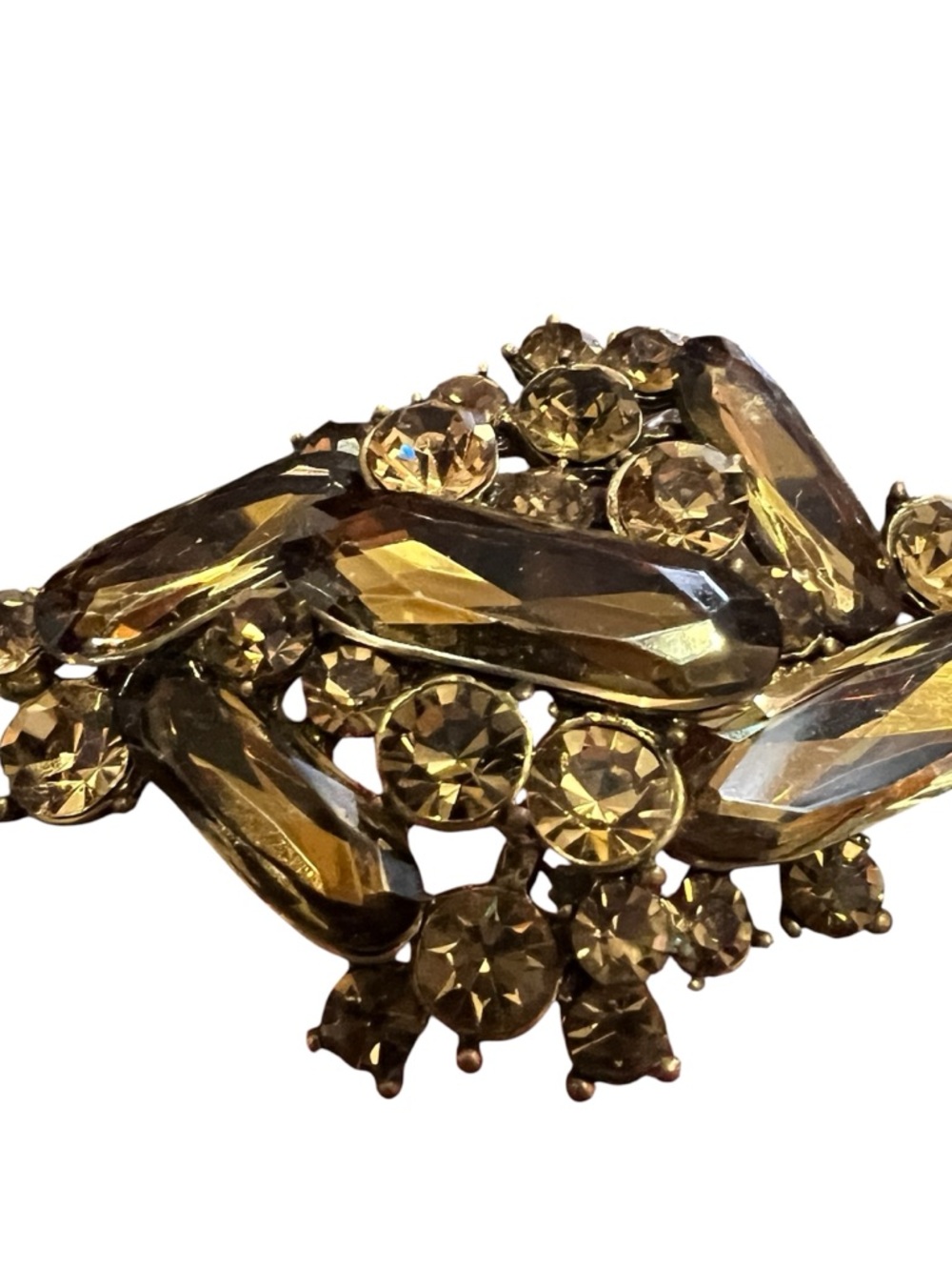Fall Rhinestone Brooch Pin Gold-Tone Crystal Cluster - Picture 4 of 4